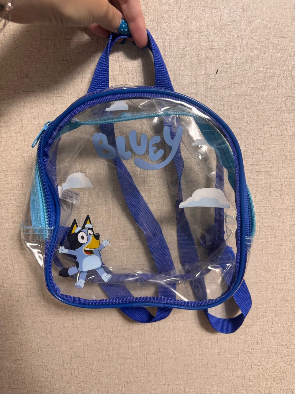 Bluey Clear Mini Backpack with Cartoon Blue Character